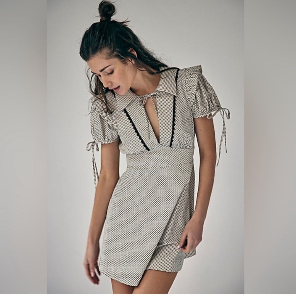 Free People Black and White Asymmetrical Mini Dress